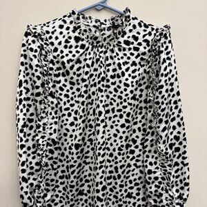 J Crew blouse - Black & White Leopard Print - Size XS